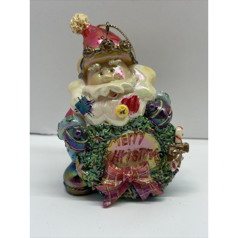 Christmas Santa Ornament "Merry Christmas" Metallic Colors 4" Figurine